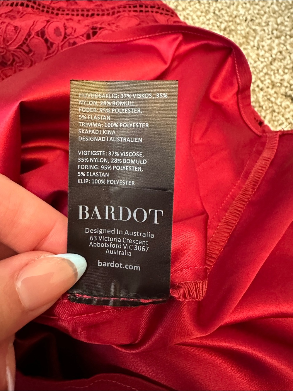 Bardot Red Lace Midi Dress - Picture 5 of 12